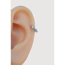 Sacce Scarves & Accessories Mavi Taşlı 8 mm Halka Piercing Helix Tragus Kıkırdak Lob