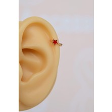 Sacce Scarves & Accessories Halka Model Kırmızı Renk Mini Yıldızlı Tragus Piercing Helix