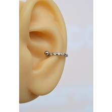 Sacce Scarves & Accessories Gümüş Renkli Taşlı İnce Helix Piercing Halka Taşlı Conch Piercingi