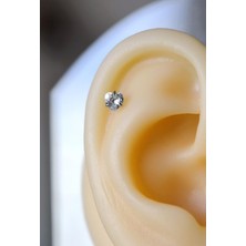 Sacce Scarves & Accessories Sacce Scarves&Accessories Gümüş Renk Kalp Şekilli Tektaş Çelik Helix Piercing Kıkırdak Lob 8 mm