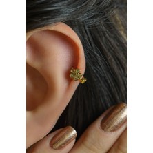 Sacce Scarves & Accessories Sacce Scarves&Accessories Mini Çiçek Tragus Piercing Helix Kıkırdak Gold
