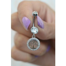 Sacce Scarves & Accessories Sacce Scarves&Accessories Çelik Hayat Ağacı Figürlü Göbek Piercing Gümüş Renk