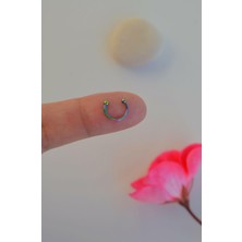Sacce Scarves & Accessories 8 mm Hologram Renk Mini Nokta Toplu Çelik Piercing Tragus Helix Kıkırdak Lob Daith Forward Helix