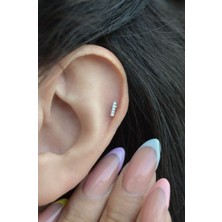 Sacce Scarves & Accessories Gümüş Renkli Taşlı İnce Helix Piercing Tragus Kıkırdak Lob