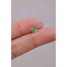 Sacce Scarves & Accessories Gold Çelik Yeşil Kelebek  Helix Piercing Kıkırdak Lob