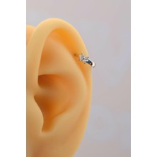 Sacce Scarves & Accessories Gümüş Renkli Çiçek Detaylı Halka Helix Piercing Tragus Kıkırdak Lob