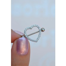 Sacce Scarves & Accessories Kalp Model Nipple Piercing Çelik Meme Ucu Piercingi Gümüş Renkli