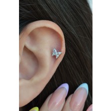 Sacce Scarves & Accessories Zirkon Gümüş Renk Kelebek Helix Piercing Kıkırdak Lob