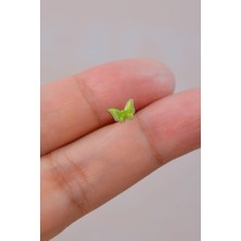 Sacce Scarves & Accessories Gümüş Renk Çelik Fıstık Yeşili Kelebek Helix Piercing Kıkırdak Lob