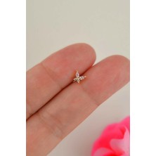 Sacce Scarves & Accessories Pembe Taşlı Kelebek Piercing Helix Kıkırdak Lob Gold Renkli