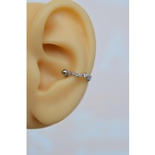 Sacce Scarves & Accessories Taşlı Kelebekli Helix Piercing Conch Piercingi Gümüş Renk