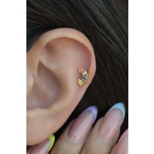 Sacce Scarves & Accessories Gold Renkli Gökkuşağı Helix Piercing Kıkırdak Lob