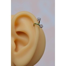 Sacce Scarves & Accessories Kıvrımlı Çelik Spiral Piercing 6 mm Tragus Helix Kıkırdak Ucu Taşlı Hologram Renkli