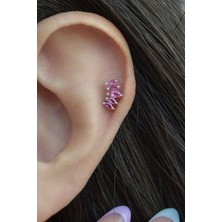 Sacce Scarves & Accessories Fuşya Pembe Taç Model Helix Piercing Kıkırdak Lob