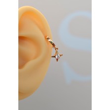 Sacce Scarves & Accessories Tektaşlı Kutup Yıldızı Halka Helix Piercing Lob Kıkırdak Küpesi