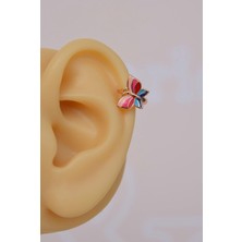 Sacce Scarves & Accessories Renkli Kelebek Helix Piercing Küpe Kıkırdak Lob