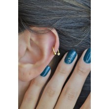 Sacce Scarves & Accessories 8 mm Gold Çelik Top Uçlu Taşlı Piercing Septum Kıkırdak