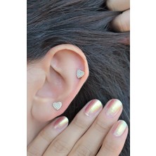 Sacce Scarves & Accessories Taşlı Kalp Helix Kıkırdak Lob Küpesi