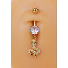 Sacce Scarves & Accessories Sacce Scarves&Accessories Çelik Yılan Figürlü Göbek Piercing Gold