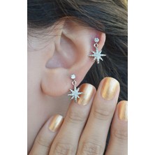 Sacce Scarves & Accessories Kutup Yıldızı Sallantılı Piercing Helix Kıkırdak Gümüş Renk