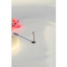 Sacce Scarves & Accessories Taşlı Top Uçlu Çelik Piercing Dudak Dil 10 mm Gümüş Renk