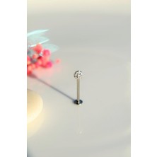Sacce Scarves & Accessories Taşlı Top Uçlu Çelik Piercing Dudak Dil 12 mm Gümüş Renk