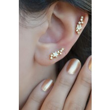 Sacce Scarves & Accessories Yıldızlı Gold Renk Piercing Tragus Helix Kıkırdak Zirkon Özellikli