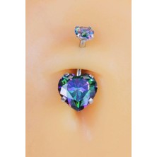 Sacce Scarves & Accessories Çelik Kalp Model Galaksi Tektaş Göbek Piercing Gümüş Renkli