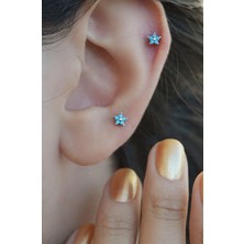 Sacce Scarves & Accessories Firuze Mini Çiçek Piercing Zirkon Kıkırdak Aksesuar Kadın