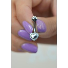 Sacce Scarves & Accessories Çelik Kalp Figürlü Minimal Göbek Piercing Gümüş Renk