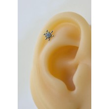 Sacce Scarves & Accessories Çiçek Tragus Piercing Helix Kıkırdak Gümüş Renkli Çelik