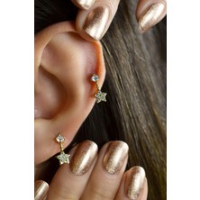 Sacce Scarves & Accessories Yıldızlı Halka Piercing Helix Kıkırdak Gold Renk 316 L Çelikten Kadınlar İçin