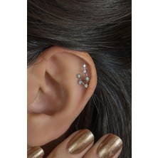 Sacce Scarves & Accessories Terazi Burcu Küpe Takımyıldızı Yıldızlı Piercing Helix Gümüş Renk