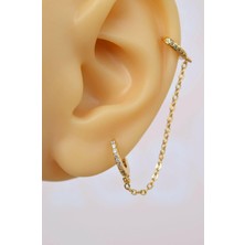 Sacce Scarves & Accessories Sacce Zincirli Model Halka Piercing İkili Bağlı Gold Kadın Aksesuar Çelikten Üretilmiştir