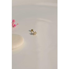 Gold Mini Çiçek Piercing Tragus Helix Kıkırdak