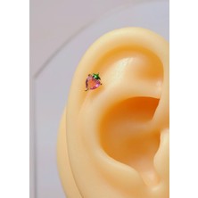Sacce Scarves & Accessories Pembe Renkli Kalp Model Çilek Kıkırdak Helix Piercing