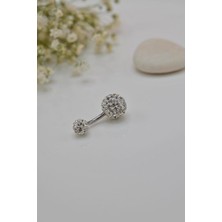 Sacce Scarves & Accessories Gümüş Renk Işıltılı Top Çelik Göbek Piercing