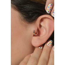 Çok Renkli Halka Tragus Piercing Helix Kıkırdak Küpesi
