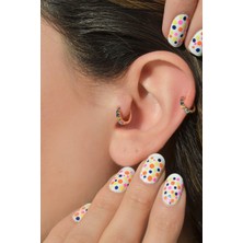 Çok Renkli Halka Tragus Piercing Helix Kıkırdak Küpesi