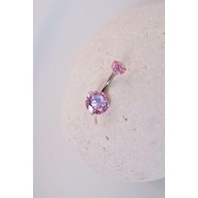 Sacce Scarves & Accessories Pembe Taşlı Çelik Göbek Piercingi