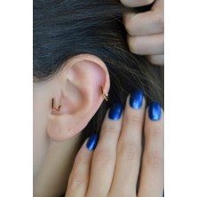 Beşgen Model Oval Halka Piercing Tragus Helix Kıkırdak Küpesi