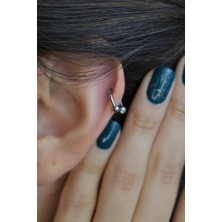 Sacce Scarves & Accessories 8 mm Gümüş Renk Çelik Top Uçlu Taşlı Piercing Septum Kıkırdak