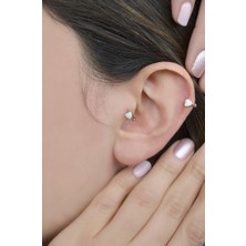 Sacce Scarves & Accessories Beyaz Kalp Detaylı Halka Tragus Ve Kıkırdak Piercing Küpesi Takı Modeli