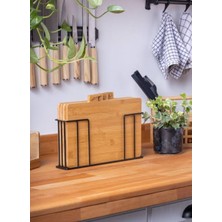 Bambu Kesme Tahtası 4lü Standlı
