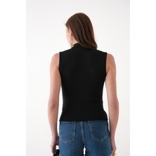 Kadın Krem Kolsuz Body / Bluz Tesettüre Uygun Q005K