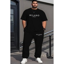 Amor Man Büyük Beden Özel Tasarım Rahat Kalıp Milano Italy Baskılı Tam Yazlık Erkek T-Shırt Şort Takım