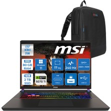 Msı Vector 17 Hx Aı Intel Core Ultra 9-275HX 96GB Ddr5 2tb SSD 12GB/RTX5070TI/140W 17” Qhd+ (2560X1600) 240Hz Windows 11 Pro Taşınabilir Bilgisayar A2XWHGP31 + Zettaçanta