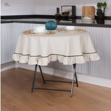 NDC Home Ham Buldan Keteni Yuvarlak Fırfırlı ÖZEL SERİ Masa Örtüsü