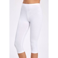 Likralı Kapri Kadın Beyaz Tayt     10 Adet