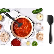 Afili Home Yanmaz Yapışmaz Silikon Yassı Spatula, Yan Spatula - Siyah